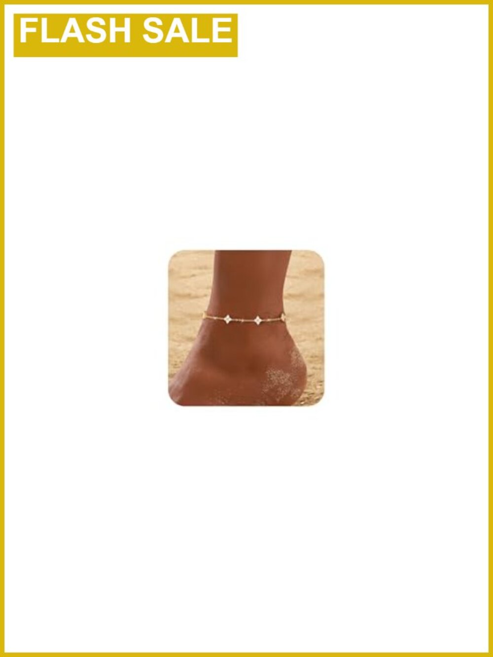 14k Gold Plated CZ Anklet Set Adjustable Layered Ankle Bracelet